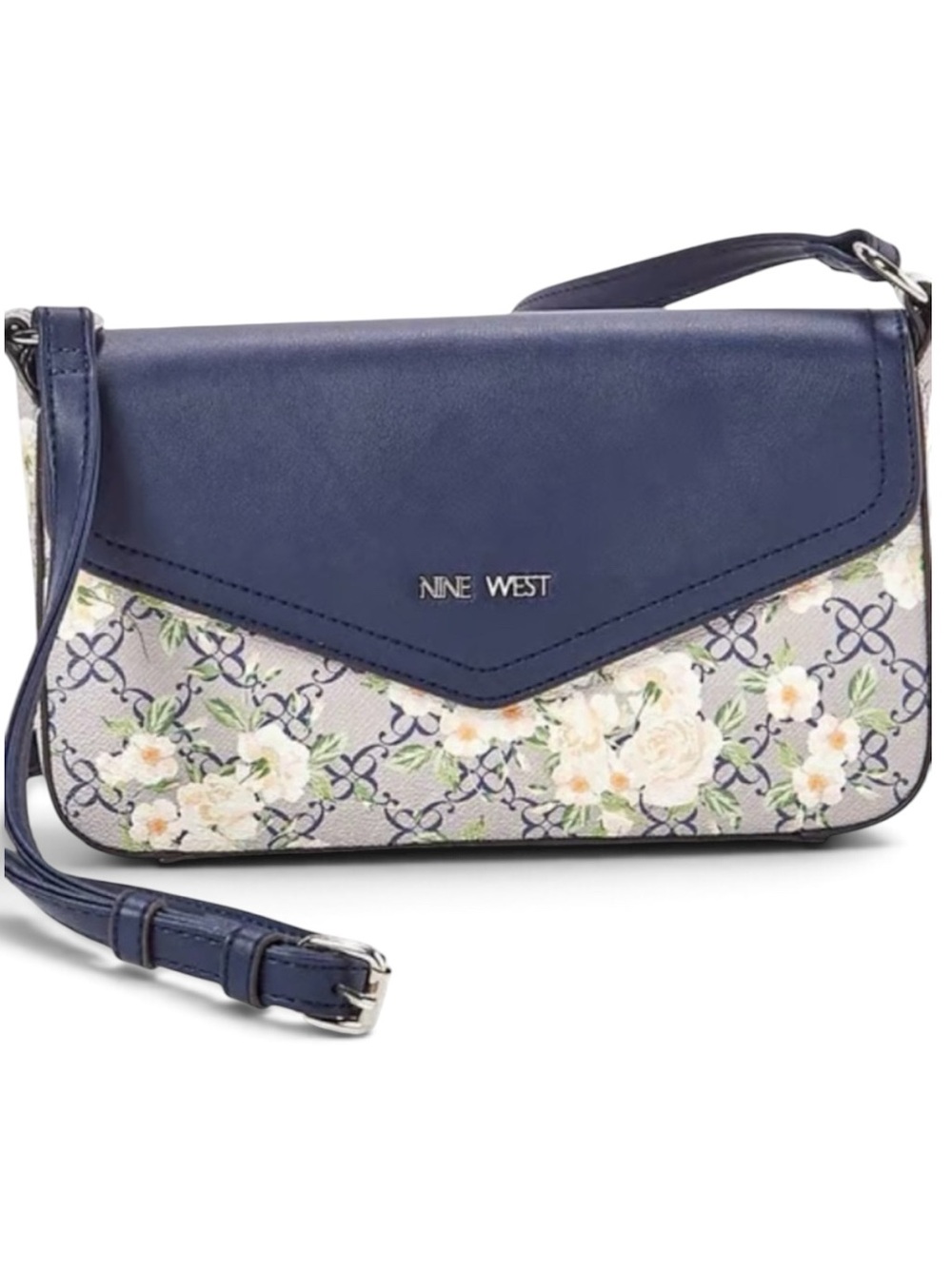 Nine West Navy and Cream Floral Crossbody - Picture 1 of 5